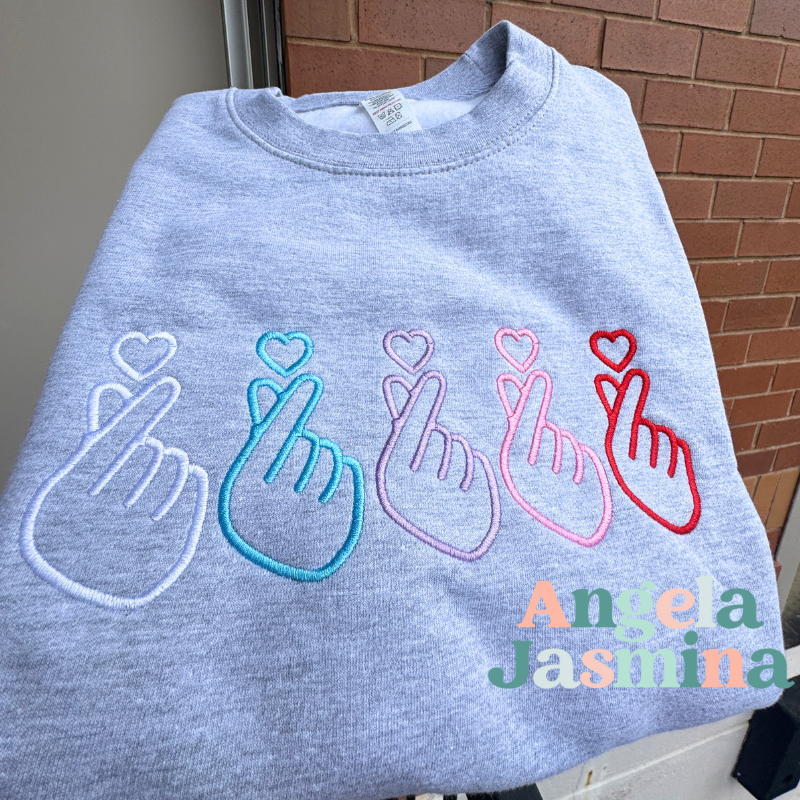 Korean Hand Hearts Embroidered Sweatshirt – Angela Jasmina