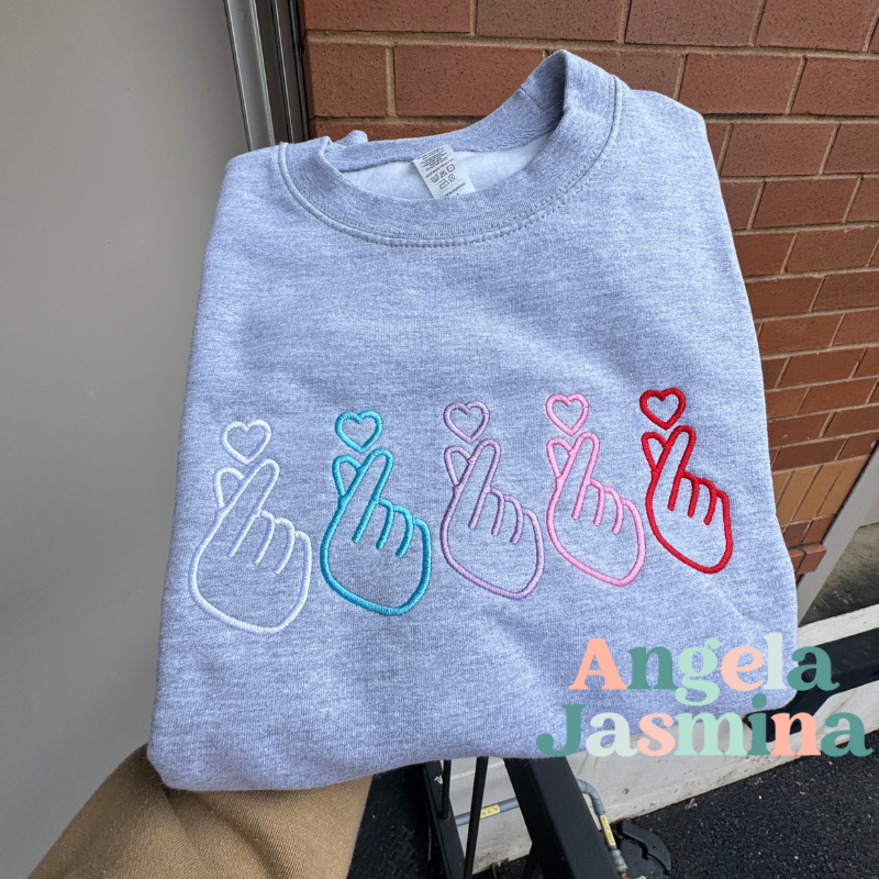 Korean Hand Hearts Embroidered Sweatshirt – Angela Jasmina