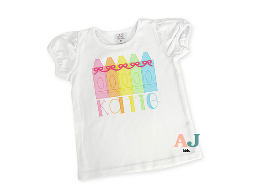 Crayon Bows Personalized Embroidered Shirt