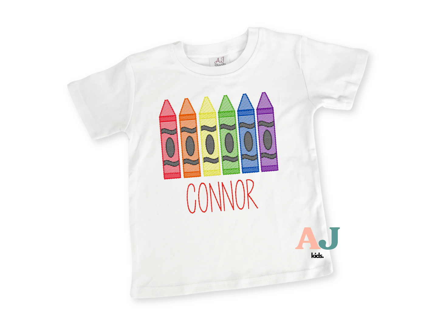Kids Crayon Back To School Personalized Embroidered Shirt