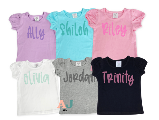 Girls Sketch Embroidered Name Personalized Shirt