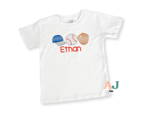 Boys Personalized Baseball Embroidered Shirt