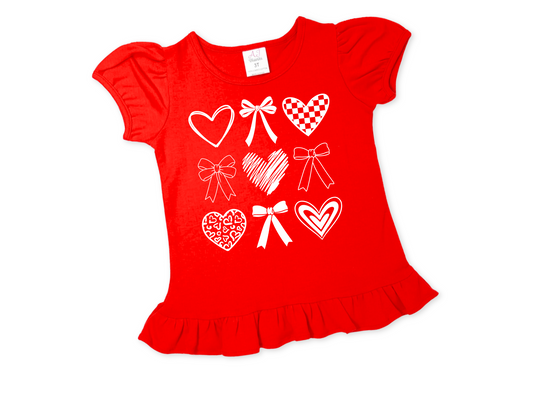 KIDS Coquette Bow Hearts SCREEN PRINT TRANSFER