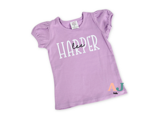 Girls Personalized First and Middle Name Embroidered Shirt