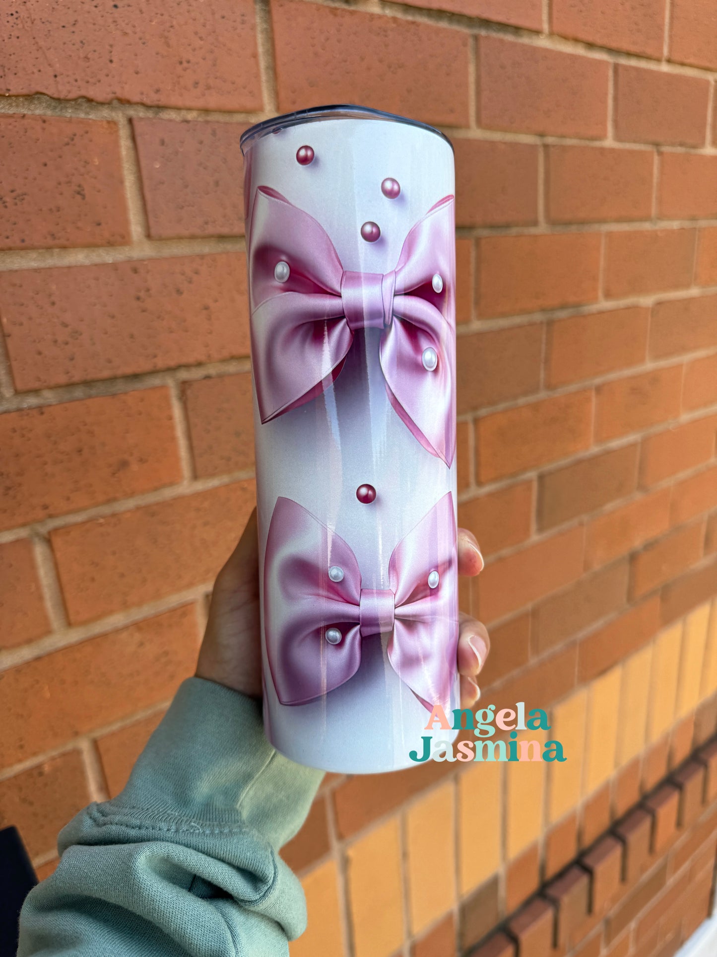 3D Coquette Bow & Pearls Tumbler