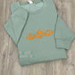 Fall Pumpkins Dusty Green Embroidered Sweatshirt