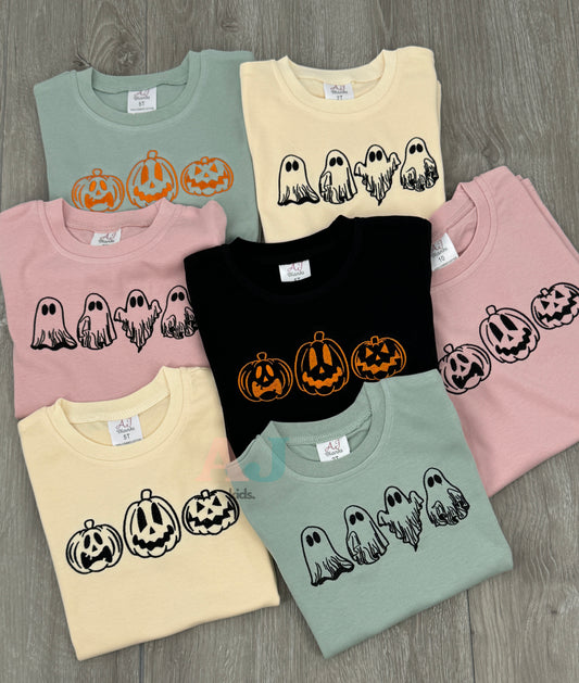 Kids Halloween Embroidered Shirts