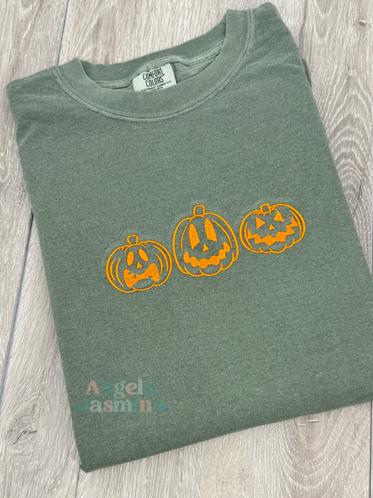 Fall Pumpkin Embroidered Comfort Colors Shirt