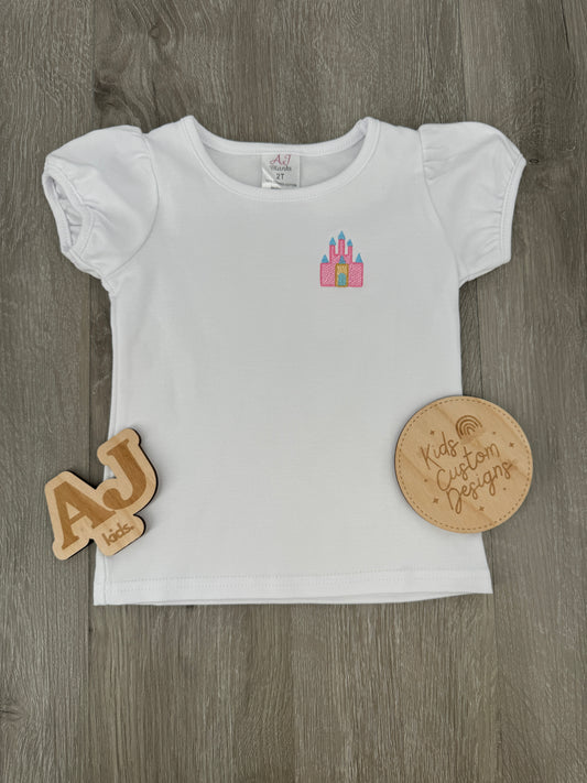 Girls Embroidered Princess Castle Shirt