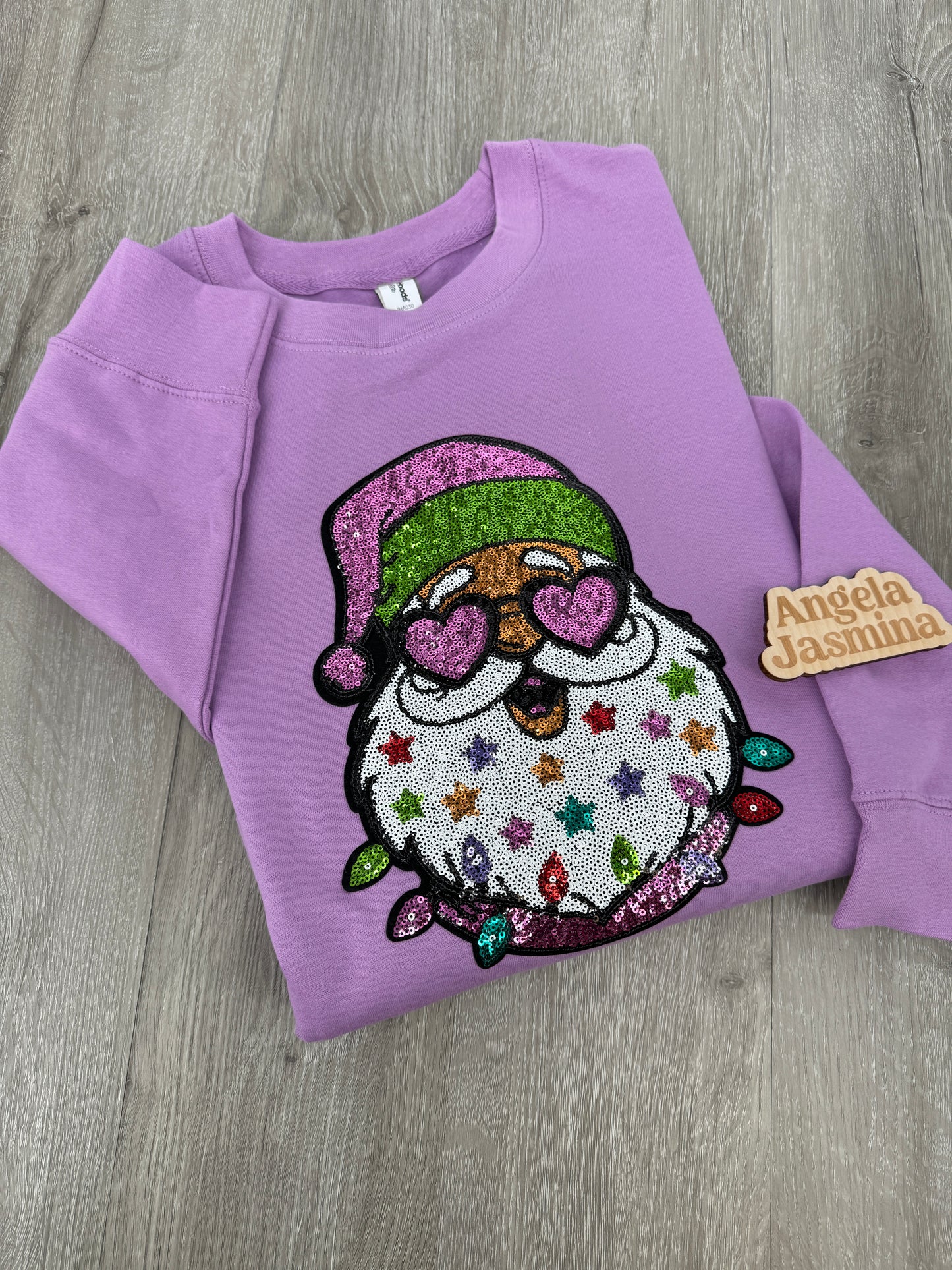 Black Santa Stars Sequins Sweatshirt