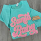 Santa Baby Pink Aqua Chenille Sweatshirt