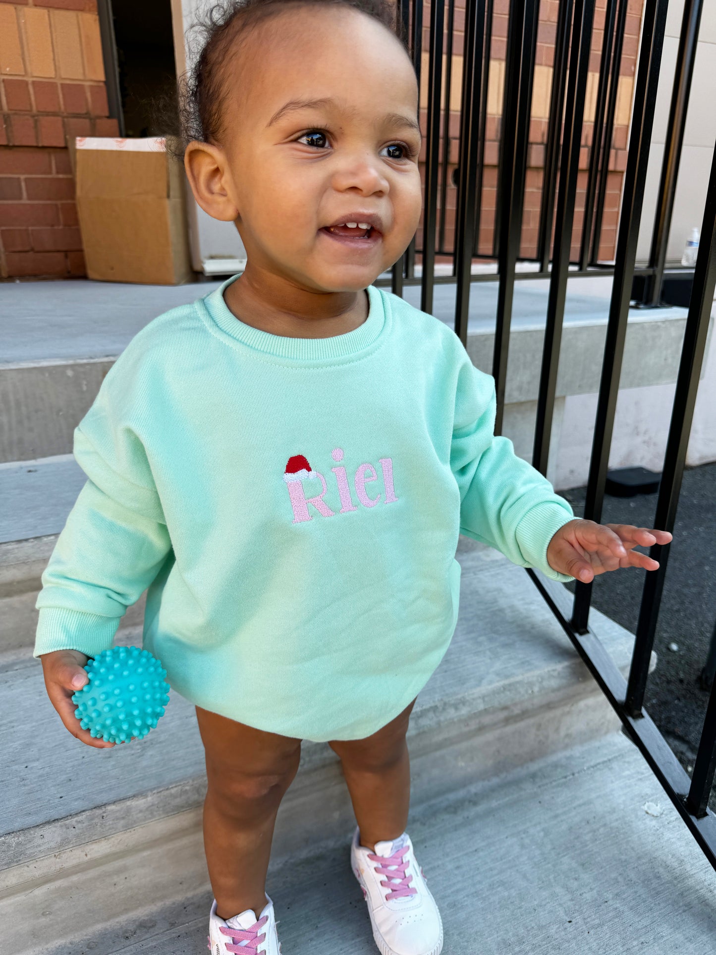 Personalized Christmas Name Sweatshirt Bubble Romper