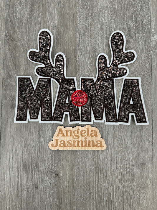 Mama Reindeer Sequin Patch