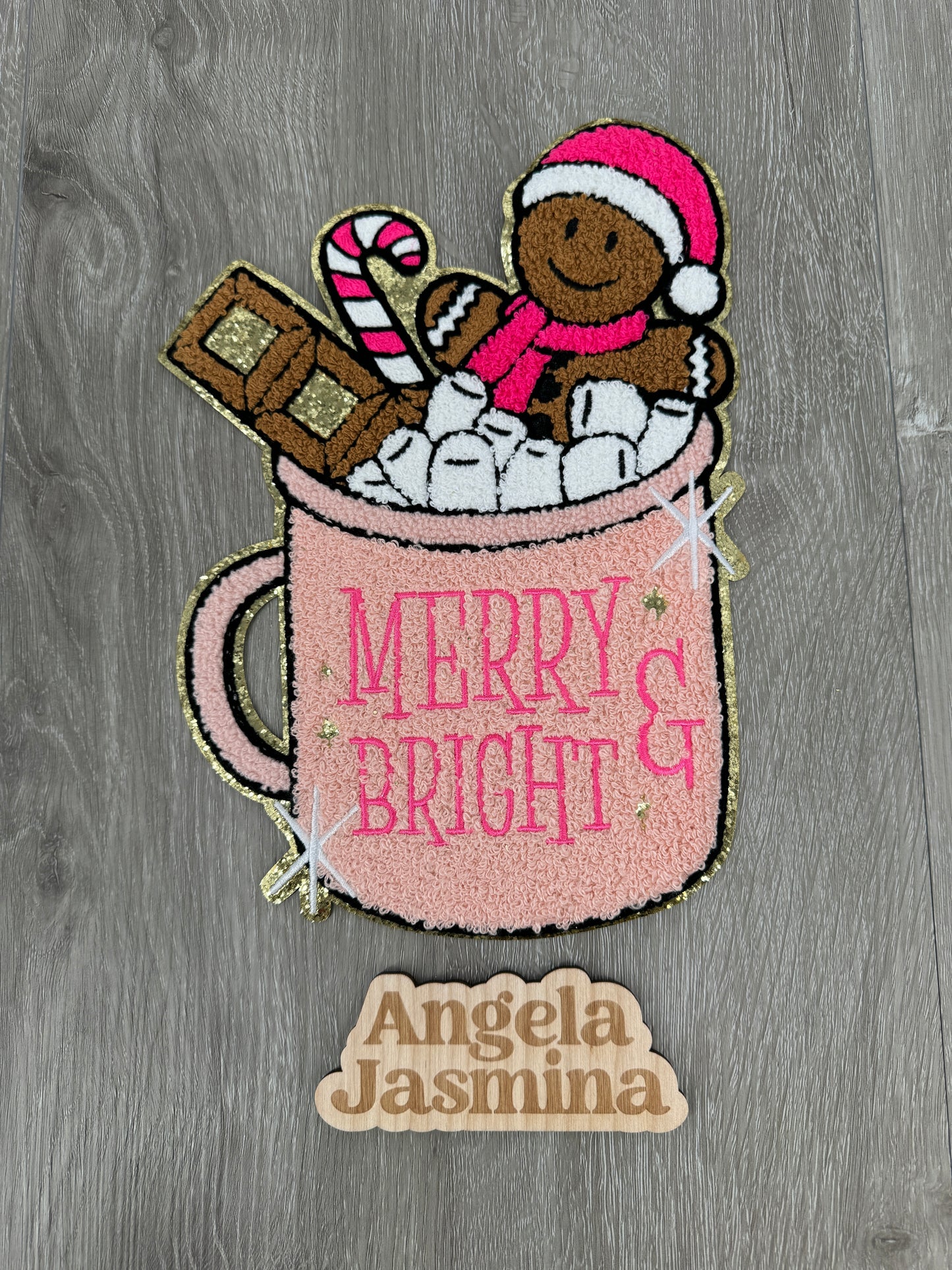 Merry and Bright Hot Cocoa Chenille Patch