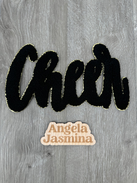 Black Gold Cheer Chenille Patch