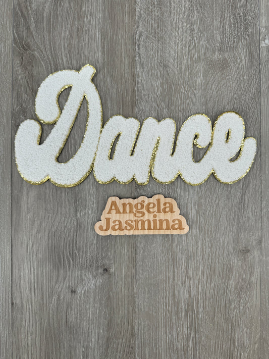 White Gold Dance Chenille Patch