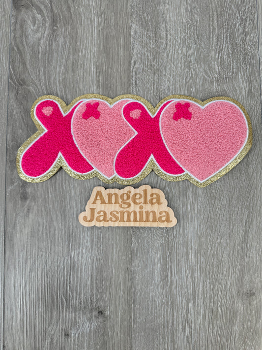 XOXO Pink Gold Chenille Patch