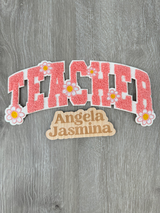 Floral Teacher Chenille Patch