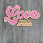 Pink Gold Love Script Chenille Patch