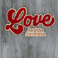 Red Gold Love Script Chenille Patch