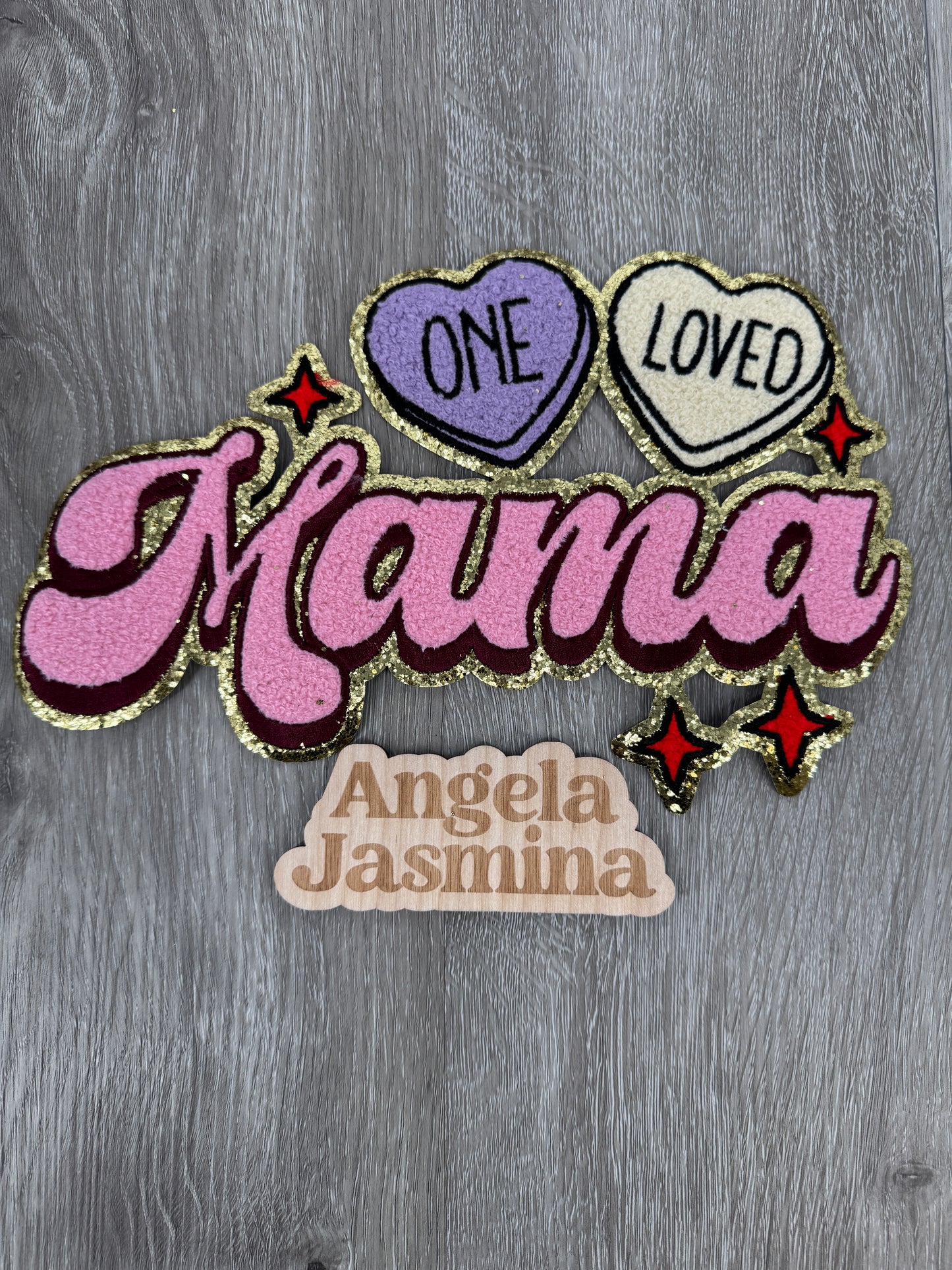 Pink One Loved Mama Chenille Patch