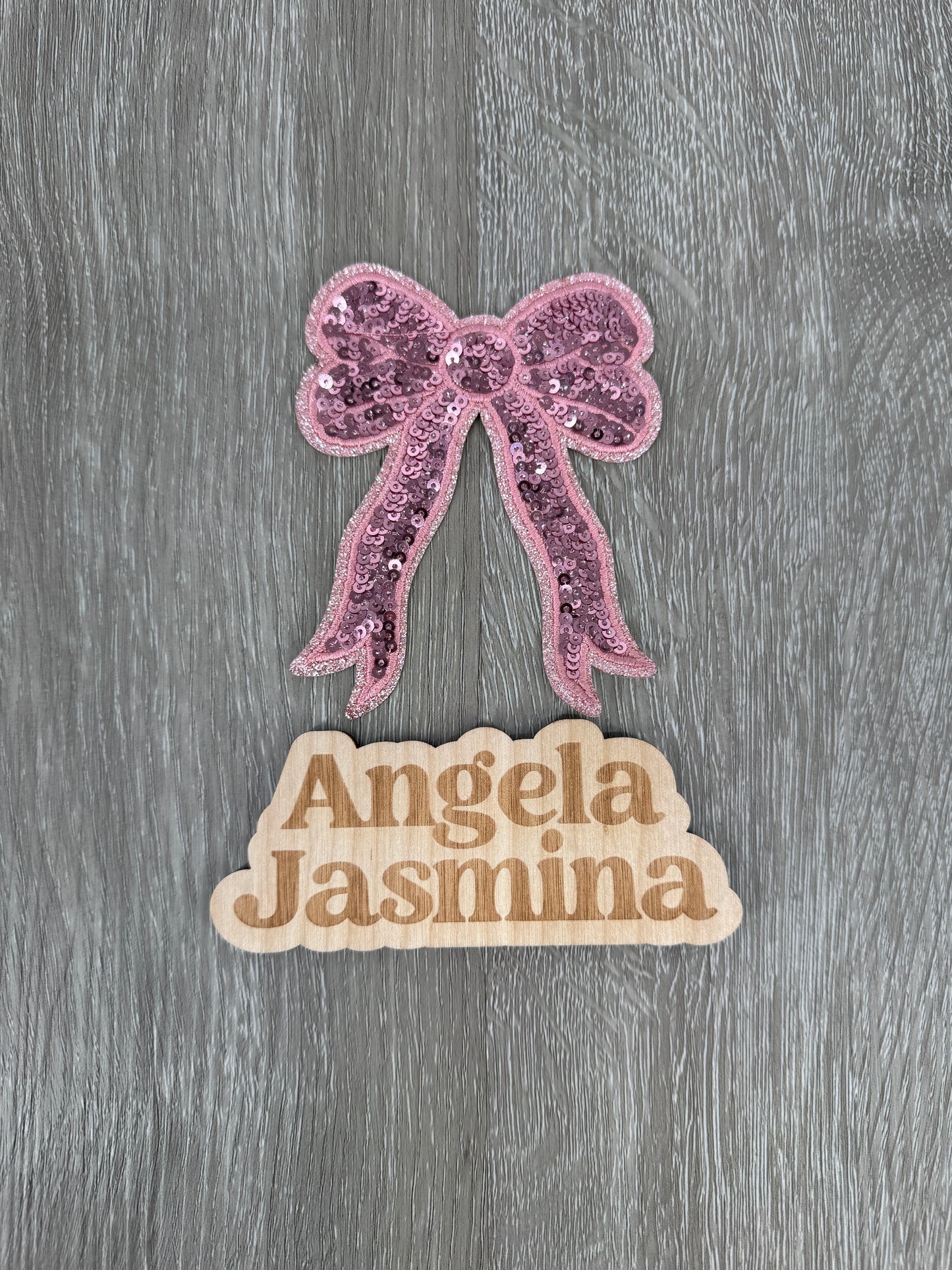 Pink Mini Bow Sequins Patch 4 inch