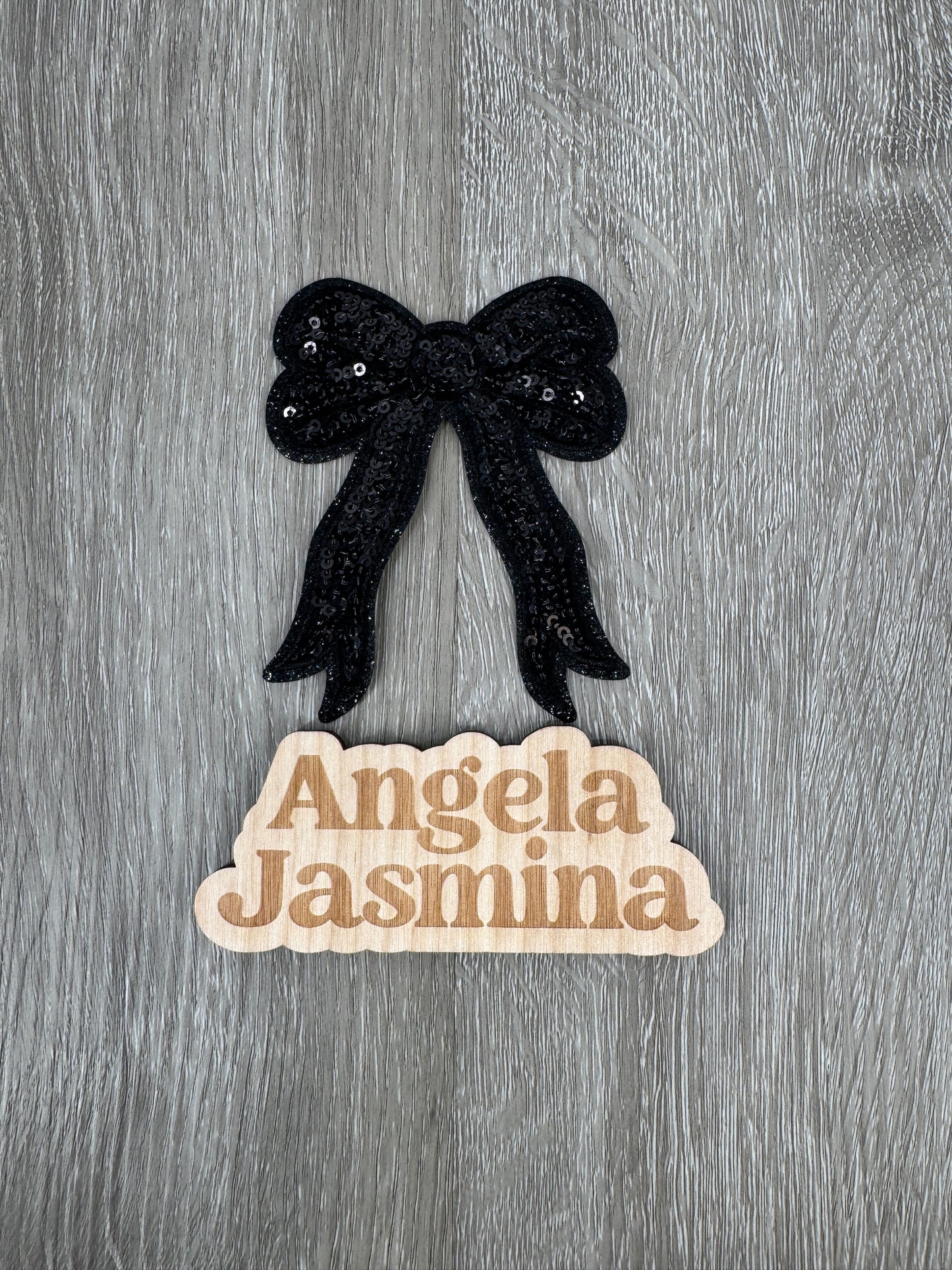 Black Mini Bow Sequins Patch 4 inch