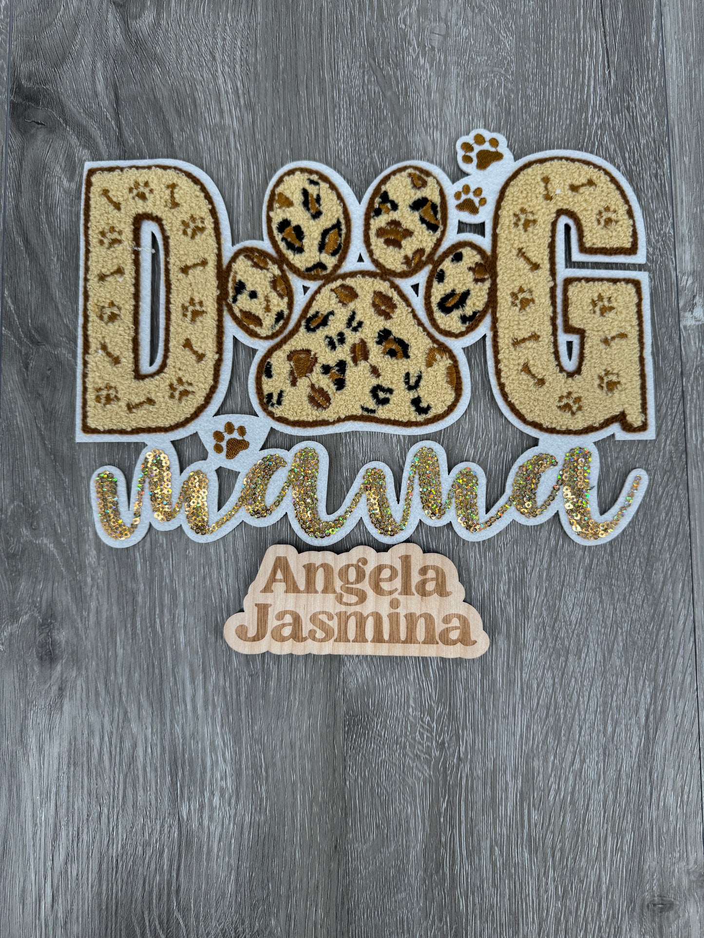 Dog Mama Sequins and Chenille Patch