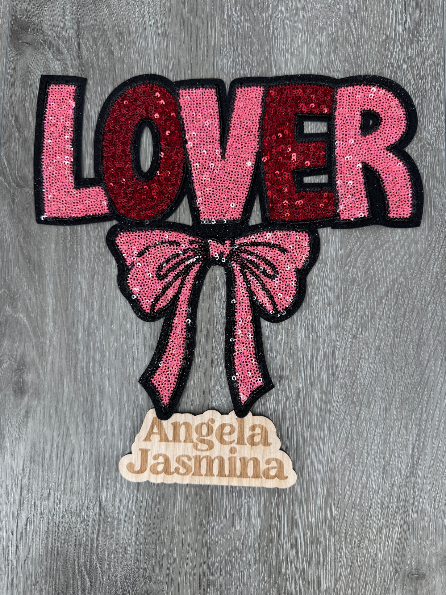 Lover Bow Pink and Red Sequins Patch