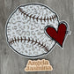 Baseball Heart Leopard Print Chenille Patch