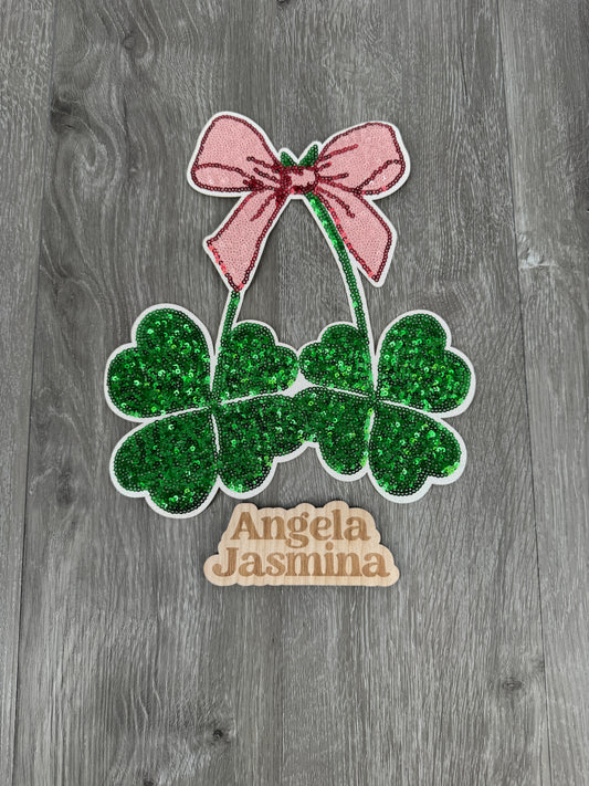 Shamrock Bow Sequins Patch