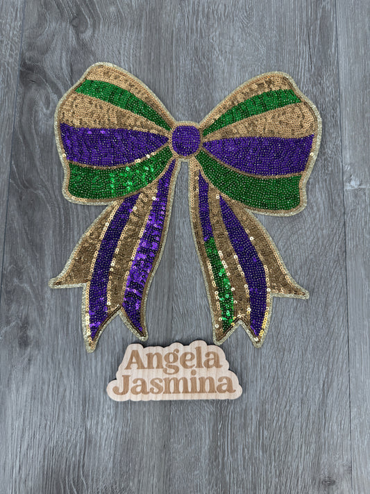 Mardi Gras Bow Sequins Patch