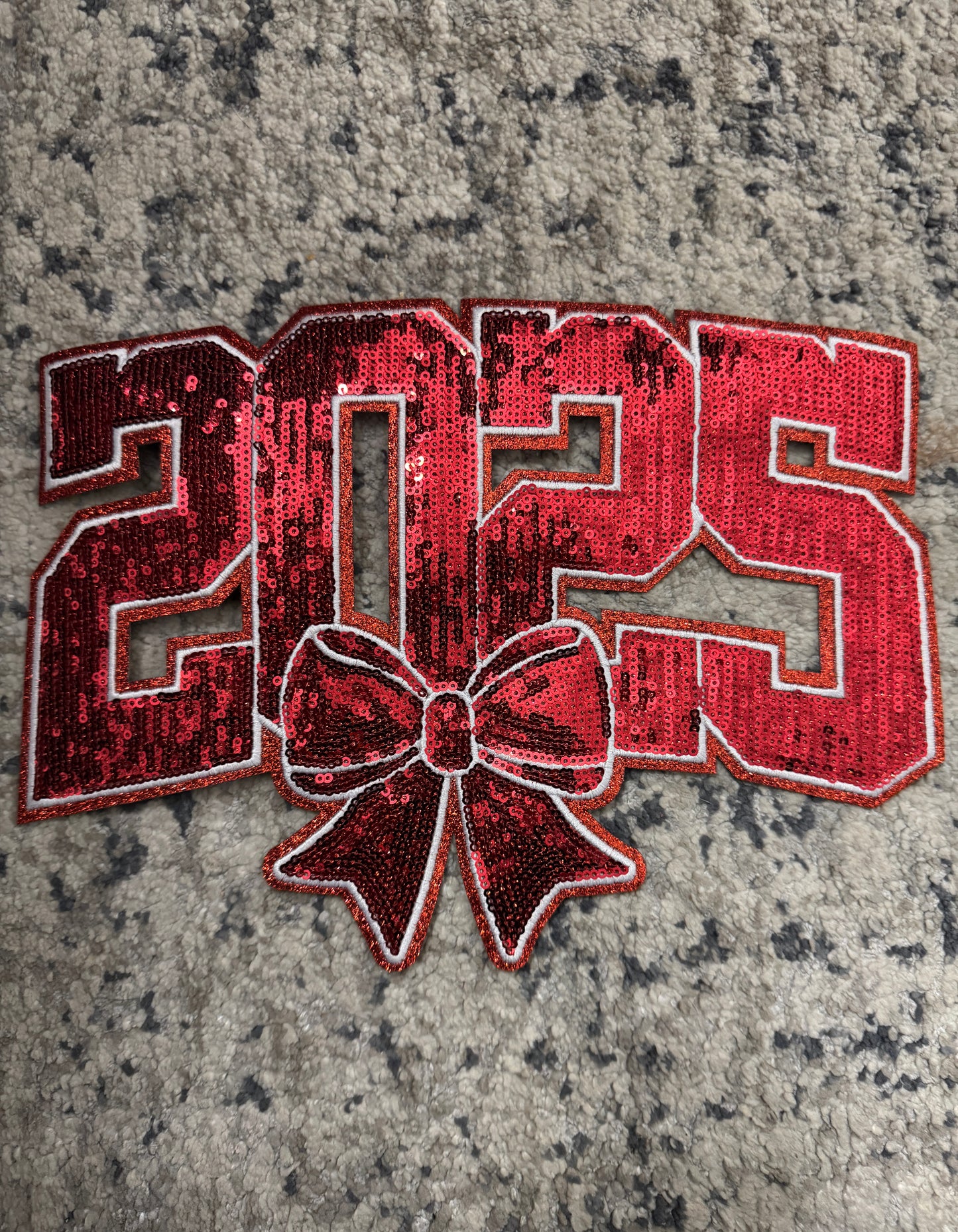 2025 Bow New Year Red Sequin Patch