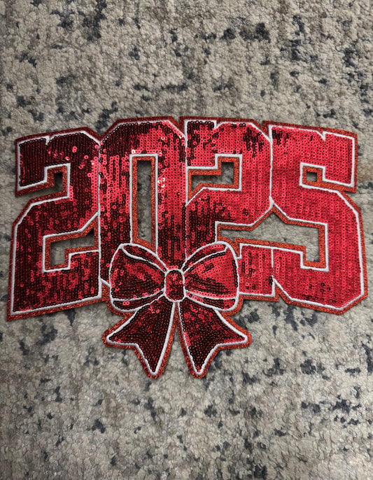 2025 Bow New Year Red Sequin Patch