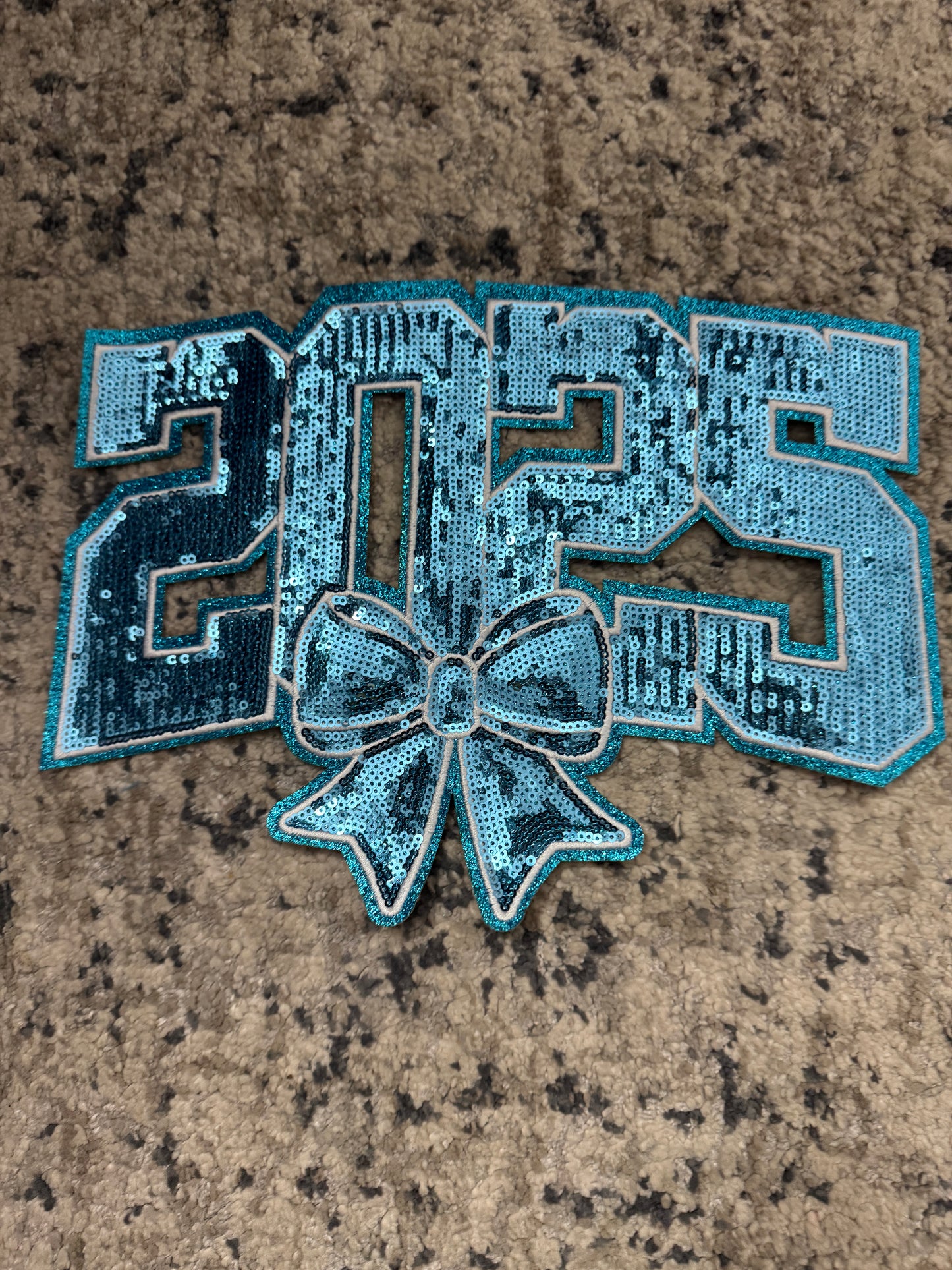 2025 Bow New Year Blue Sequin Patch