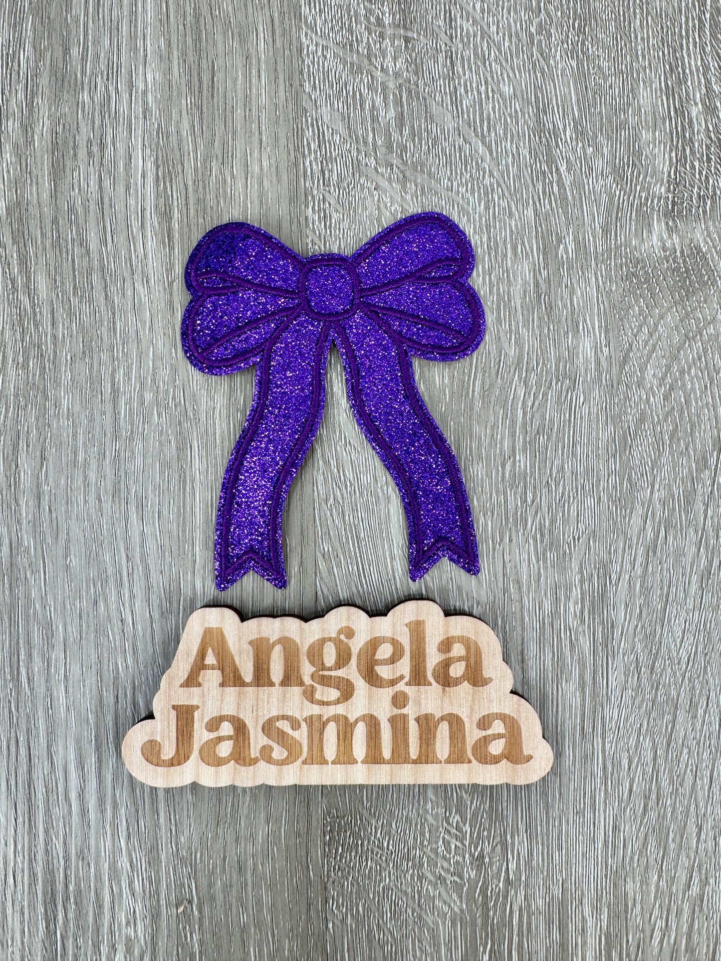 Purple Glitter Mini Bow Patch 4 inch