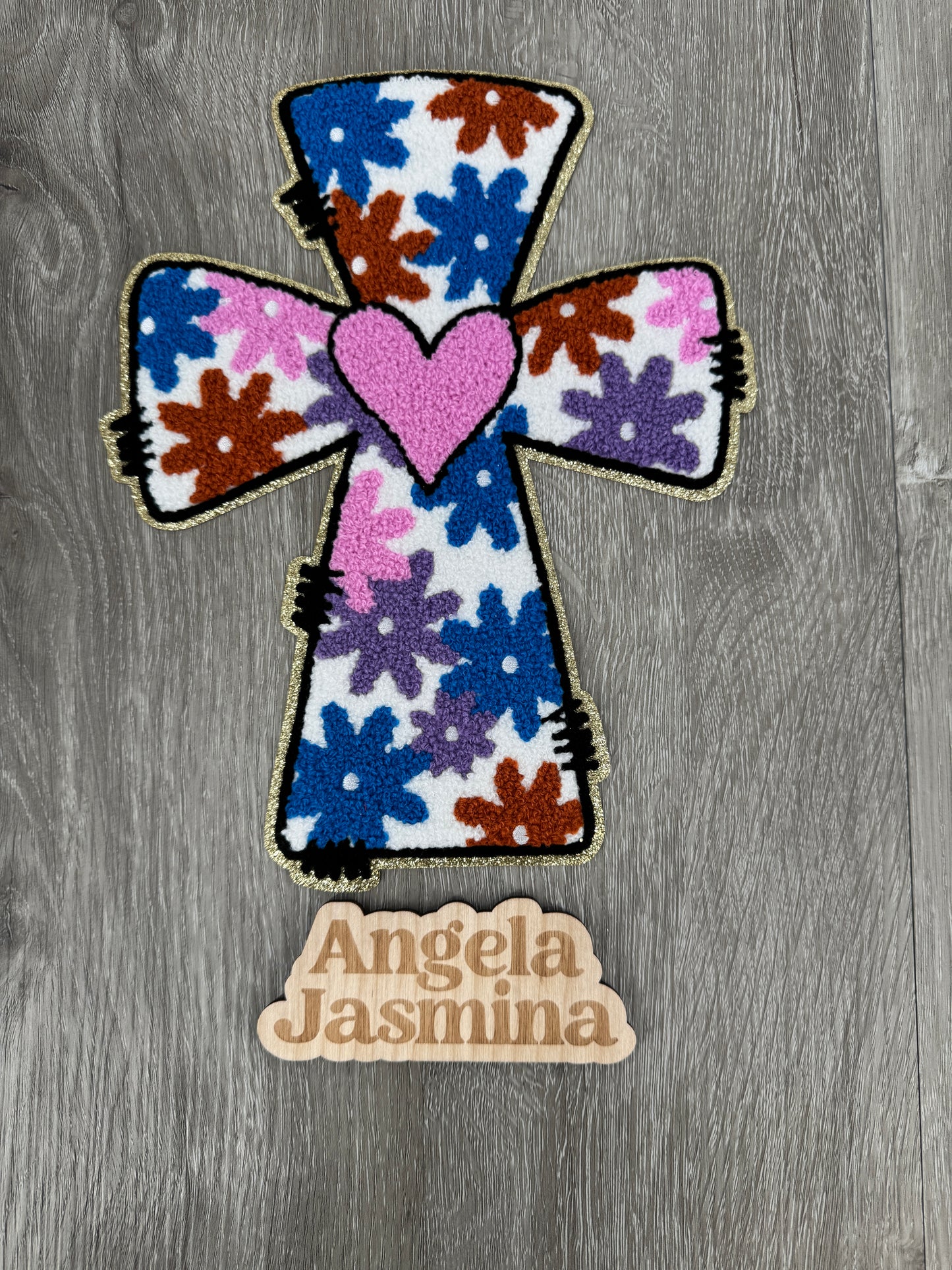 Floral Cross Chenille Patch