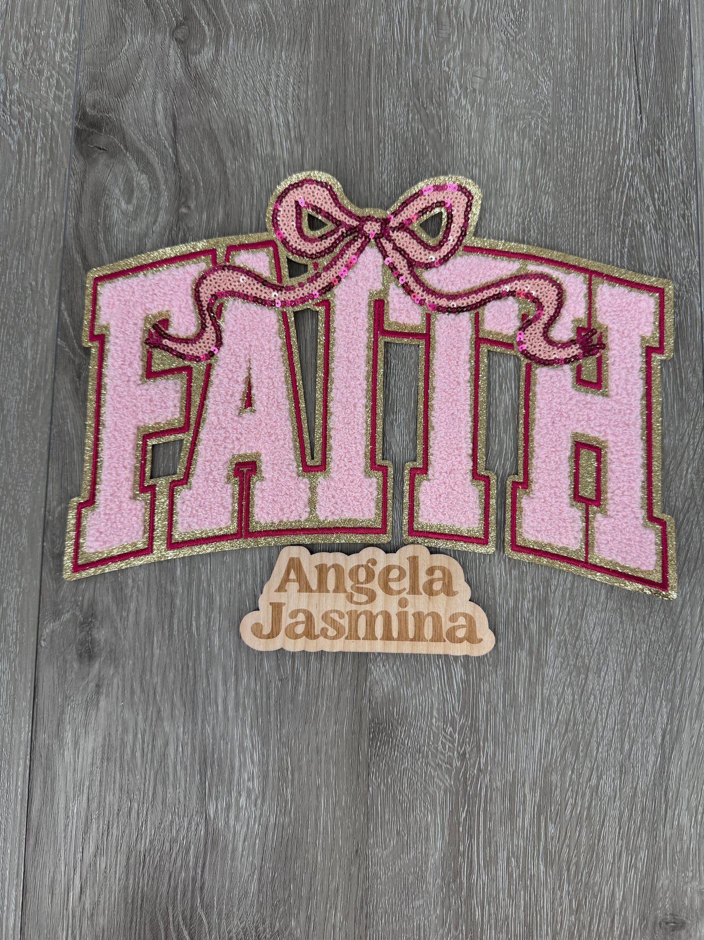 Faith Bow Sequins and Chenille Patch