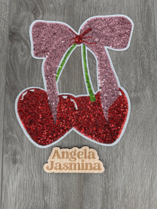 Cherries Bow Sequins Patch