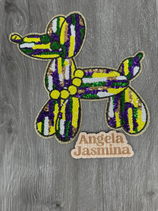 Mardi Gras Ballon Dog Sequins Patch