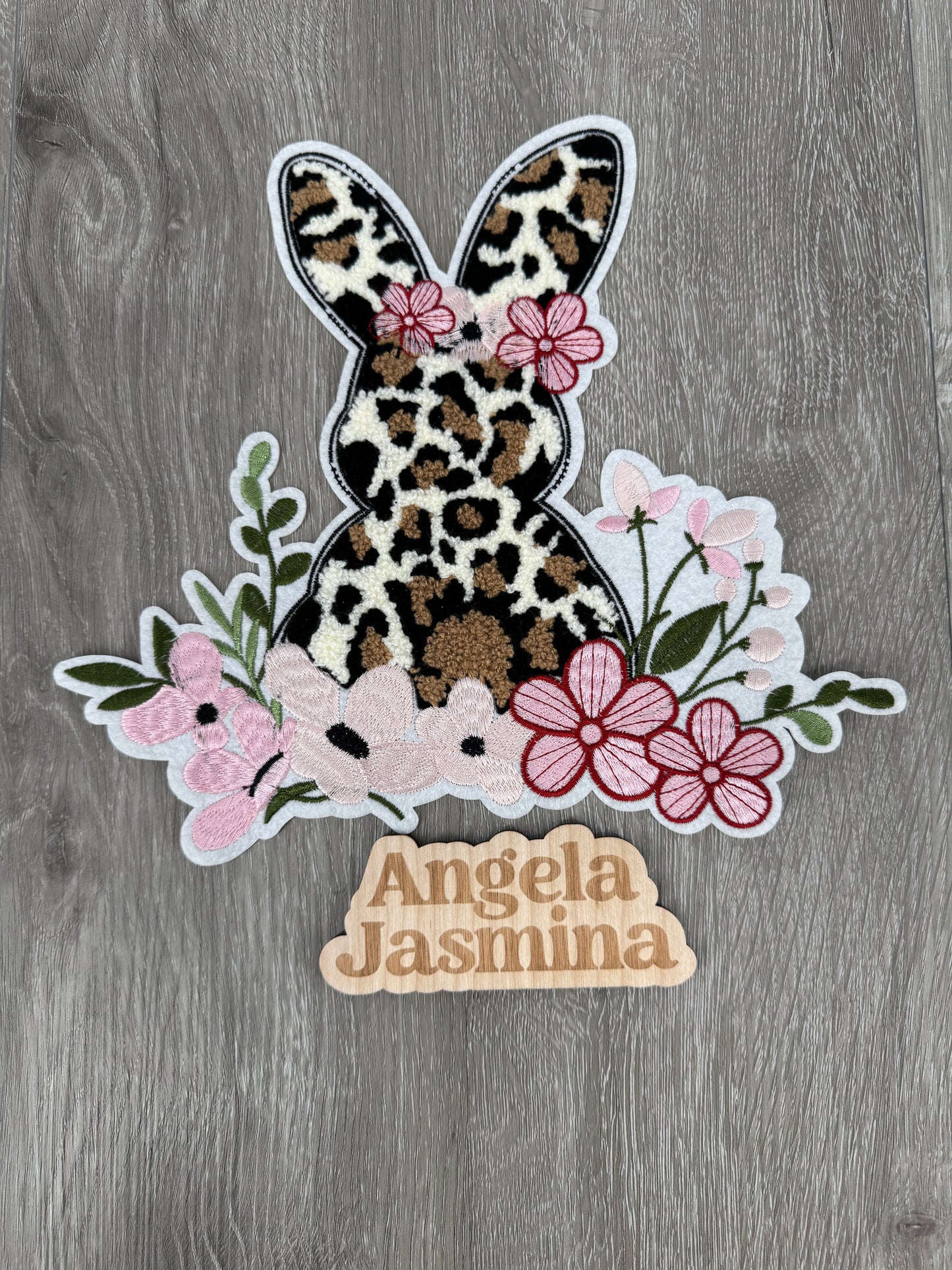 Easter Floral Bunny Chenille Patch