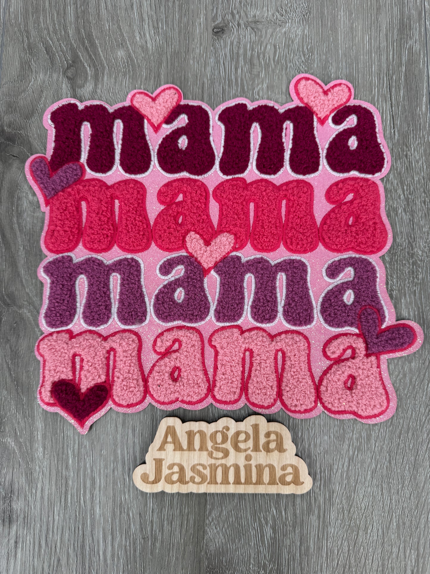 Mama Valentine Stacked Chenille Patch