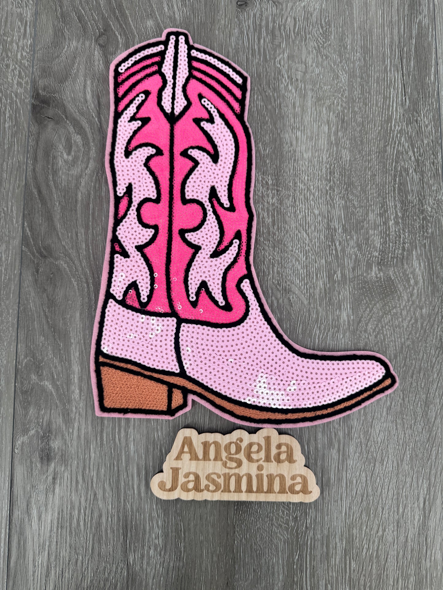 Western Cowboy Boot Sequins Patch