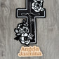 Black Faith Floral Cross Sequins & Chenille Patch