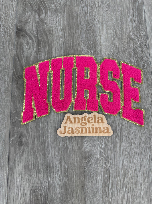 Pink & Gold Nurse Chenille Patch