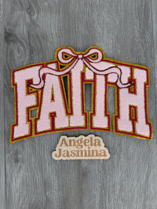 Faith Bow with DARK GOLD Sequins and Chenille Patch