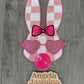 Checkered Bunny with Bubble Gum Chenille Patch