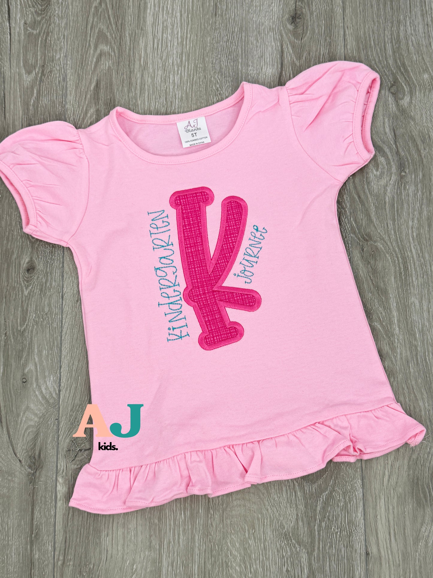 Pink Ruffle Girls Personalized Back To School Shirt